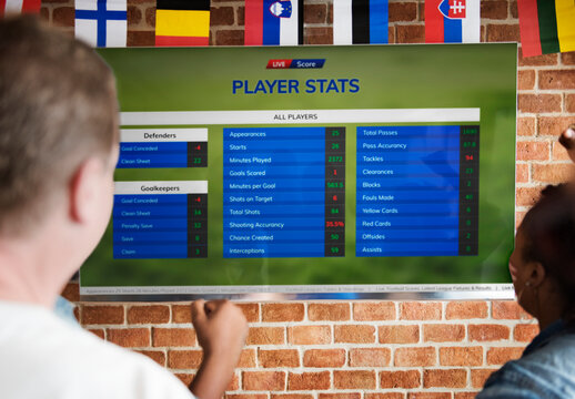 Soccer Statistics Displayed On Screen Mockup PSD