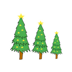 vector illustration of a Christmas tree with star decorations