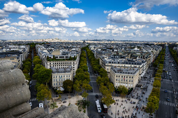 Paris Cityscape and Busy Avenue from Arc de Triomphe
