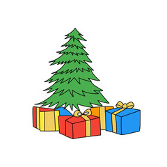 Christmas tree vector design with gifts