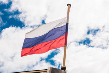 Russia. Moscow. The national flag of the Russian Federation . The Russian tricolor. Russia Day is celebrated on June 12.