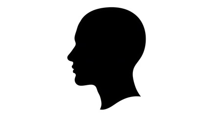 Silhouette of a human head in profile simple black vector illustration isolated on white background