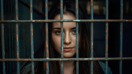 牢屋に囚われた若い女性