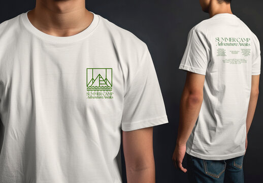 Casual Summer Camp Tshirt Mockup PSD