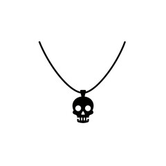 Fototapeta premium Isolated vector illustration of a skull necklace icon shown in a simple black silhouette. This minimalist graphic design element is perfect for Halloween themes, gothic fashion, or pirate concepts