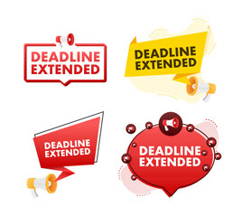 Deadline extended announcement with megaphones and speech bubbles