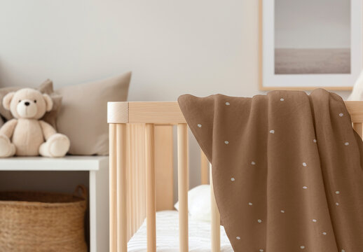 Cozy Neutral Baby Nursery Decor Mockup PSD