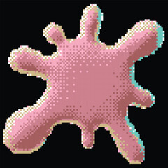 Naklejka na ściany i meble Pink pixel blob with green glow, Y2K style, liquid shape, 8-bit. Naklejka na ściany i meble Pink pixel blob with green glow, Y2K style, liquid shape, 8-bit.