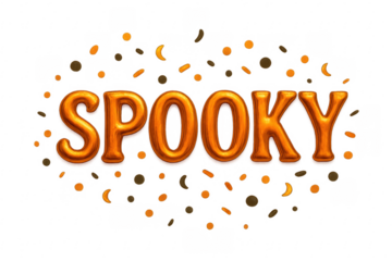 Spooky balloon letters with halloween confetti decoration