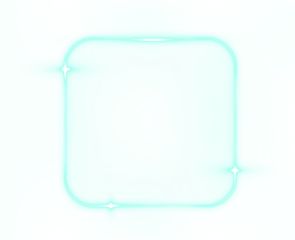 Png Cyan Neon Rounded Rectangle Overlay PNG on transparent background
