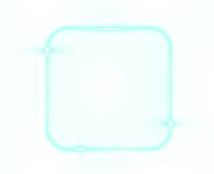 Png Cyan Neon Rounded Rectangle Overlay PNG on transparent background