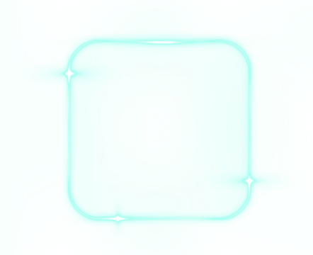 Png Cyan Neon Rounded Rectangle Overlay PNG on transparent background