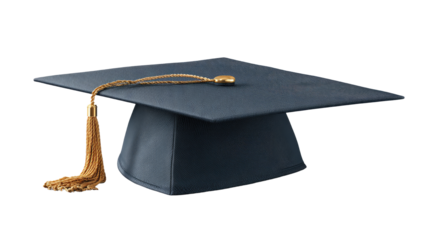 Graduation cap representing academic success achievement and educational milestone worn by proud students isolated on white background
