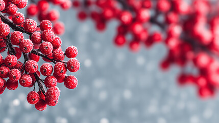 Red berries with snow