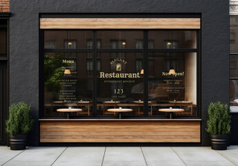 Elegant Restaurant Storefront Mockup PSD