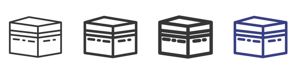 Kaaba Building Icon Vectors Set Illustration with Outline Style Variation