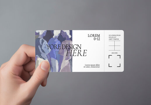 Elegant Ticket With Abstract Art Mockup PSD