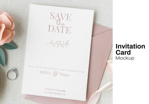 Elegant Wedding Invitation Card Mockup PSD