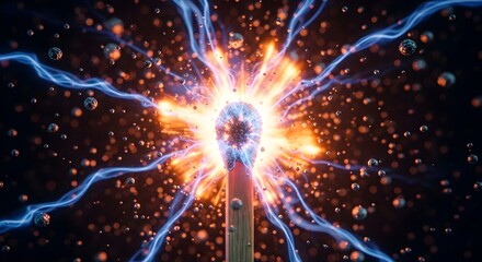 Fototapeta premium Electric light bulb bursting with energy sparks