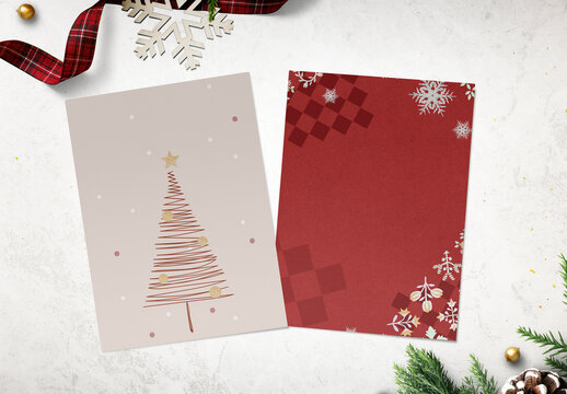 Festive Holiday Greeting Cards Mockup PSD