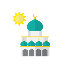 Mosque design with sun and domes suitable for religious and cultural themes in diverse graphic designs and architectural concepts.