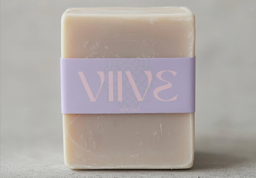 Handcrafted Sea Salt Soap Bar Mockup PSD