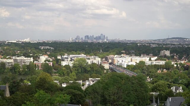 Picturesque view of Paris captured from Saint Germain en Laye, a western suburb of Paris, France.