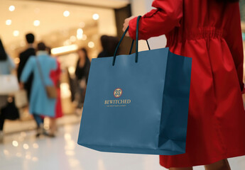 Shopping Spree With Stylish Bag Mockup PSD