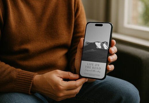 Smartphone Mockup Travel Inspiration Image PSD