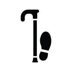 Elderly mobility aid walking cane with footprint symbol for accessibility and independence vector