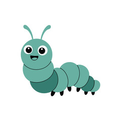 Cute cartoon caterpillar character with big eyes and a smile.