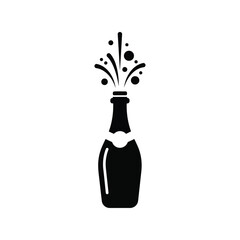 Celebration champagne bottle pop sparkle festive event alcohol drink icon vector