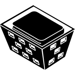 Isometric Black And White Building Icon With Many Windows And A Flat Top On A Transparent Background Representing Architectural Design And Urban Development Concepts