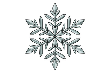 Naklejka premium Intricate, symmetrical snowflake design showcases delicate ice crystal patterns and winter beauty.
