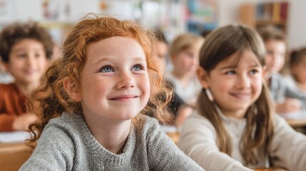 Smiling Schoolchildren Engaged in Classroom Learning Activity