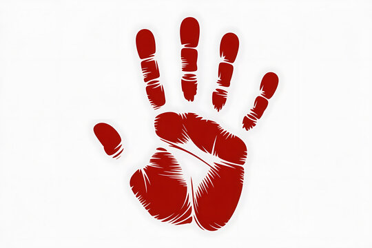 Bold red handprint against a white background, conveying strength, impact, and a sense of urgency.
