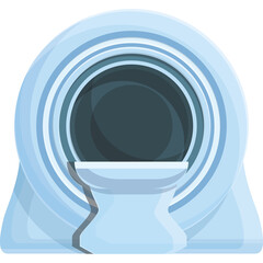 Medical MRI Scanner Machine With Open Tunnel Entrance In A Clinic Room With Light Blue Exterior And Dark Interior And A White Base Section Showing Minimalist Design With No People And No Animals