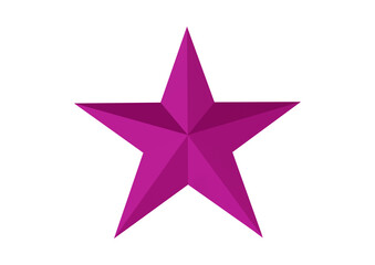 Magenta star with geometric facets isolated on transparent background, vector illustration