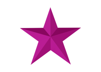Magenta star with geometric facets isolated on transparent background, vector illustration