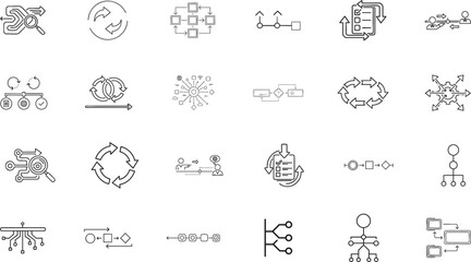 Fototapeta premium Workflow process management line icon