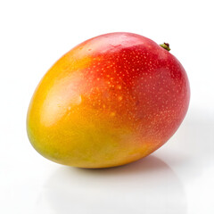 Ripe Mango Fruit with Yellow and Red Gradient Skin on White Background tropical food
