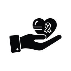 Hand holding heart with awareness ribbon symbol for charity support healthcare hope vector