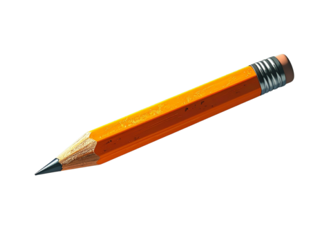 3D pencil with floating shadow, minimal design, isolated 