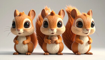 Postacie wiewiórek jako maskotki dla dzieci