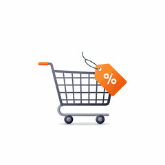 Shopping cart with discount tag