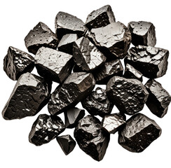 Close-up of dark-colored rough-edged stones, irregularly piled together