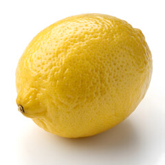 Single Yellow Lemon with Textured Peel on White Background citrus fruit
