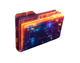  Folder with digital circuit lines, data management symbol 