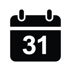 Calendar date 31 icon symbol simple minimalist design for scheduling planning business vector