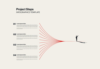 Project Steps Infographic Template with Converging Lines